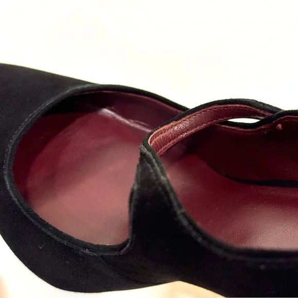 Kate Spade Women's Black Suede with Rhinestone Button Maren Ankle-Strap Pumps - Picture 7 of 11